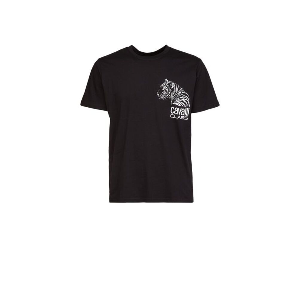 Cavalli Class  Tiger Head Chest Motif Fashion T-Shirt-